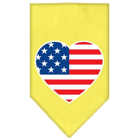 American Flag Heart Screen Print Bandana Yellow Large